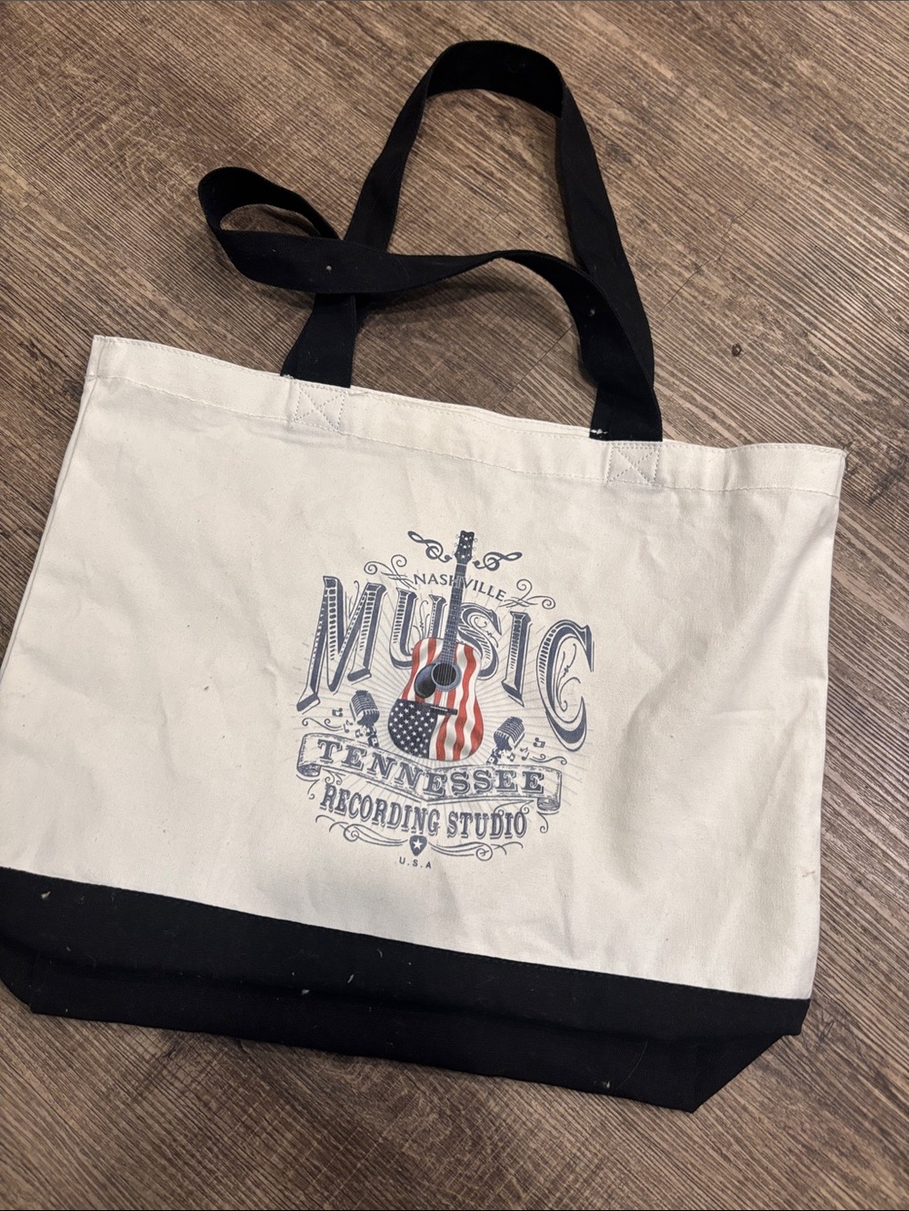 Nashville Music Tennessee Recording Studio Canvas Tote - Cream & Black